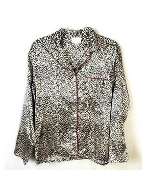 Animal Print Sleepwear Pajama Top Character Women Medium Black Red Sexy Silky